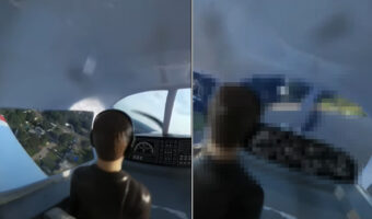 住宅街に着陸する飛行機。なんだかパイロットさんの様子もおかしいし、着陸後に見える外の景色に違和感がもあるけど・・まさかこの飛行機って!!