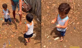 両手でそれぞれ卵を受け取った男の子。誇らしげに「たまご持ってるの」と見せながら歩いていたら、悲しいハプニングが！！【海外・動画】