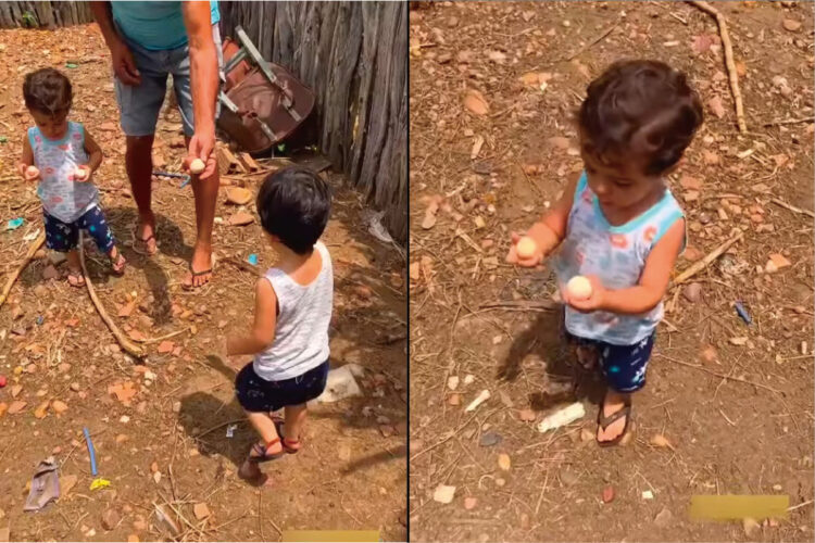 両手でそれぞれ卵を受け取った男の子。誇らしげに「たまご持ってるの」と見せながら歩いていたら、悲しいハプニングが！！【海外・動画】