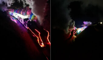 ファンタジックでまるで銀河鉄道みたい！クリスマスイルミネーション仕様の機関車が走る姿がとてもキレイ！！