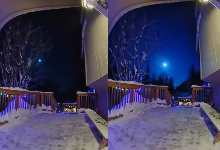 玄関前のセキュリティカメラが捉えた奇跡。なんと闇夜を明る照らす流星が！！【アメリカ・動画】