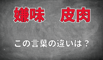 「嫌味」と「皮肉」どちらも言われたくないものだけど・・、なにが違うの?