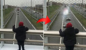 陸橋から道路に向けて手を振る男の子。そこにパパの乗るトラックがやってきて・・、父子の素敵なワンシーンに!!【海外・動画】