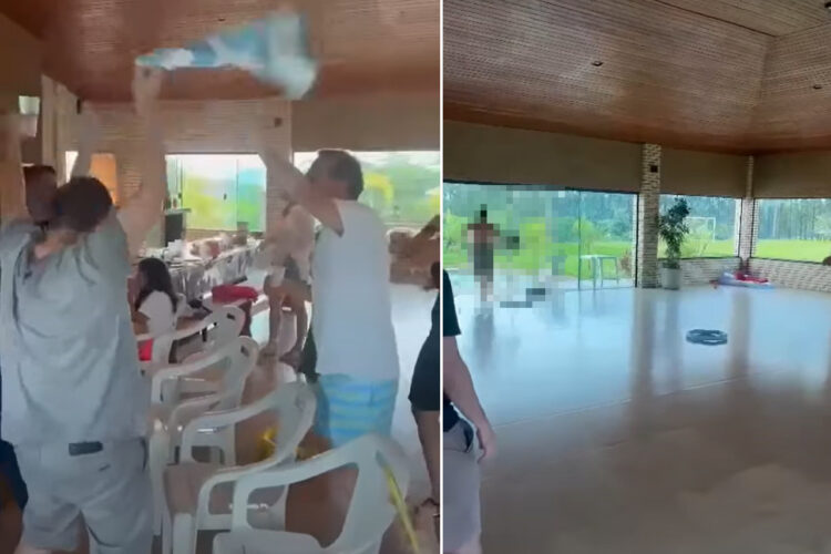 テンションが上りすぎた！？室内をダッシュで駆け抜け、外に出ようとした男性ですが・・、ガラス張りのドアは閉じたままだったんです！！