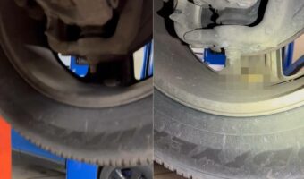 「キーキーときしんだような音がする」と整備工場に運ばれてきた車。もしかしてその音の原因って、ホイルの影に潜むこの『生き物』？？