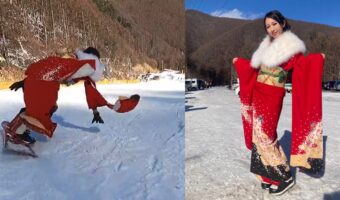 最高の成人式!新成人のゲレンデでの振袖滑走が最高にカッコいい!
