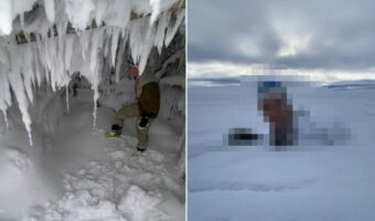 雪が積もった洞窟を進んでいっているのかと思いきや・・。神秘的なこの空間には『意外な事実』が隠されていたのです!!【海外・動画】