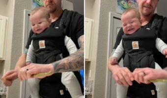 ニコニコと笑顔を見せてくれる赤ちゃん。パパがアスパラガスをポキッと折るたびに笑い声が響きます!!【アメリカ・動画】