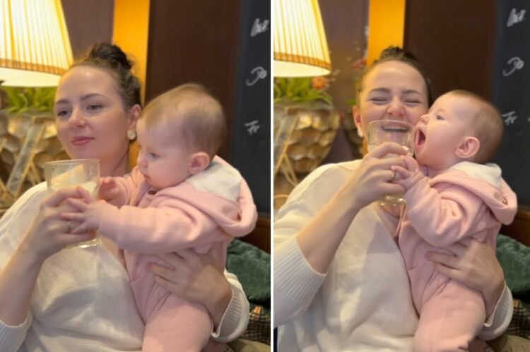 「なに飲んでるの？」ママが手にするグラスが気になる赤ちゃん。どうにか一口だけでも飲みたくて、もう必死です！！【海外・動画】