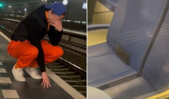 駅のホームでガックリうなだれる男性。なぜなら乗ってきた電車の中に大切な『あるもの』を置き忘れてしまったのです・・【海外・動画】