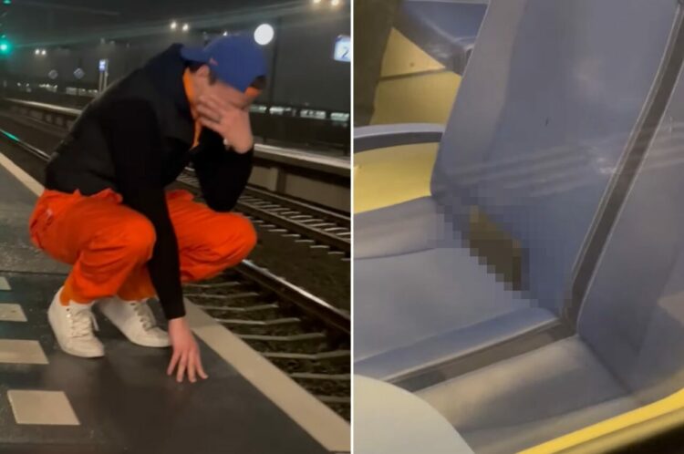 駅のホームでガックリうなだれる男性。なぜなら乗ってきた電車の中に大切な『あるもの』を置き忘れてしまったのです・・【海外・動画】