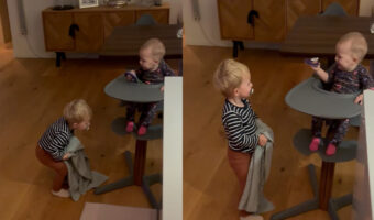 なかよし兄妹っぷりが微笑ましい。赤ちゃんは大好きなお兄ちゃんに『いないいないばあ』をしてもらって大喜び！！