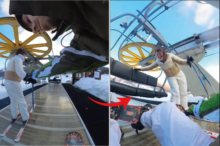 スキー場にスノーボードをしに来た男性。リフトにも初挑戦したとのことですが・・