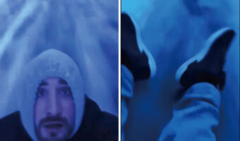 雪道を移動する仕事終わりの男性。てっきり乗り物から撮影しているのかと思ったら・・、まさかの移動方法にビックリ！！【海外・動画】