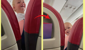飛行機で赤ちゃんがぐずり始めちゃった！そんな状況を、後ろの席からとっさの機転で解決！！かわいいニッコリ笑顔を見せてくれました
