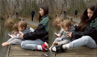 子守り中に起きた大ハプニング。水の中に入ろうと身を乗り出そうとした赤ちゃんを抱き寄せようとしたその時、まさかの出来事が！！