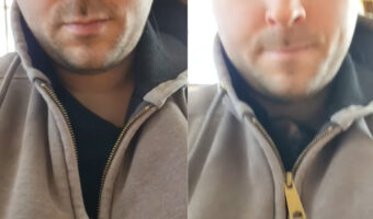 男性のジャケットのファスナーがひとりでに上がっていく!?一体どうしてと思いきや、その懐には・・?!【アメリカ・動画】