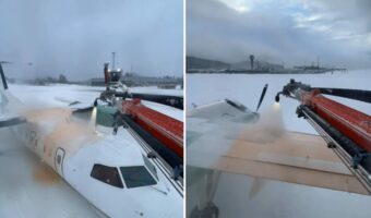 なかなか見られない貴重な映像。小型旅客機の除氷作業はこうやって行われているんです!!