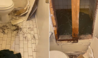 壁から水が漏れ出ている!緊急連絡を受け現地に向かうと・・、トイレにはトンデモナイ秘密が!!【アメリカ・動画】