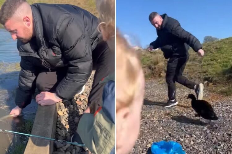 父子で釣りに挑戦！見事に魚を釣り上げたと喜んだその時・・、パパがなぜか『ある生き物』に怒られてしまいました！！