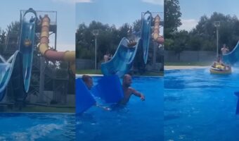 【2000万再生オーバー】浮き輪に乗ってウォータースライダーを滑ったら凄いことになった！！【海外・動画】