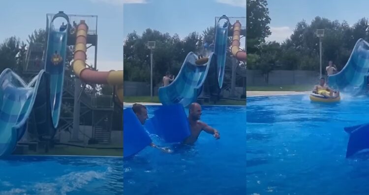 【2000万再生オーバー】浮き輪に乗ってウォータースライダーを滑ったら凄いことになった！！【海外・動画】