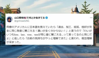「low、law、row、raw」の聞き分けは日本人には難しい・・・日本語と英語それぞれの難しさがよくわかる好例が話題に！