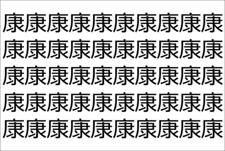 【脳トレ】「康」の中に紛れて1つ違う文字がある！？あなたは何秒で探し出せるかな？？【違う文字を探せ！】