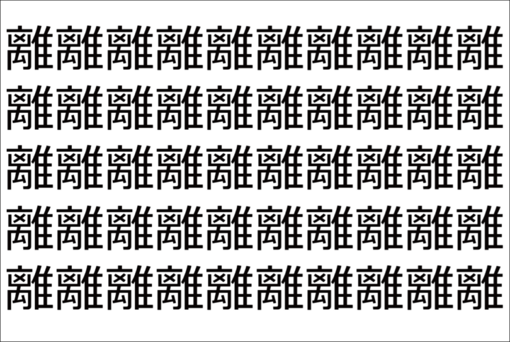 【脳トレ】「離」の中に紛れて1つ違う文字がある！？あなたは何秒で探し出せるかな？？【違う文字を探せ！】