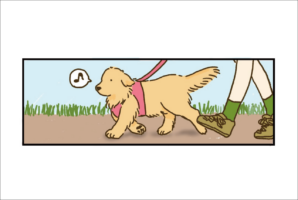 お散歩中のアイコンタクト。ゴールデンレトリバーとのお散歩あるあるを描いた漫画に大反響！！