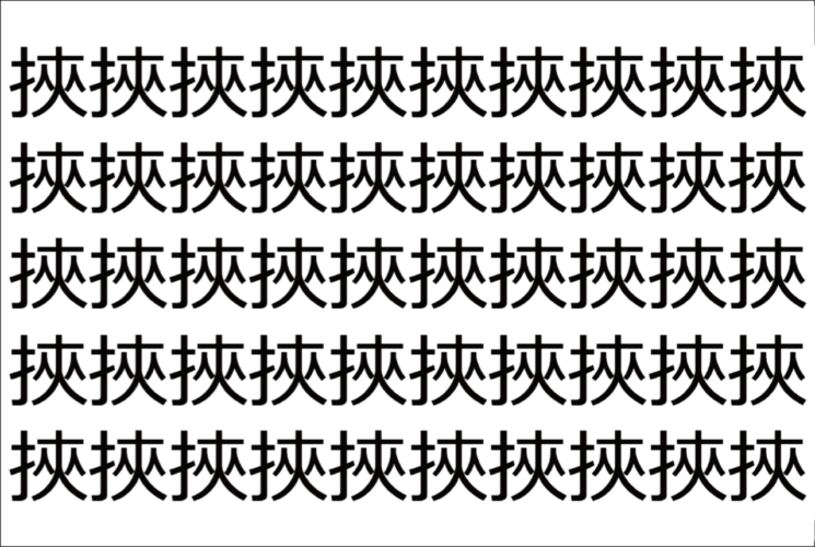 【脳トレ】「挾」の中に紛れて1つ違う文字がある！？あなたは何秒で探し出せるかな？？【違う文字を探せ！】
