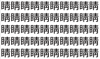 【脳トレ】「睛」の中に紛れて1つ違う文字がある!?あなたは何秒で探し出せるかな??【違う文字を探せ!】