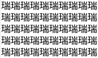 【脳トレ】「瑞」の中に紛れて1つ違う文字がある!?あなたは何秒で探し出せるかな??【違う文字を探せ!】