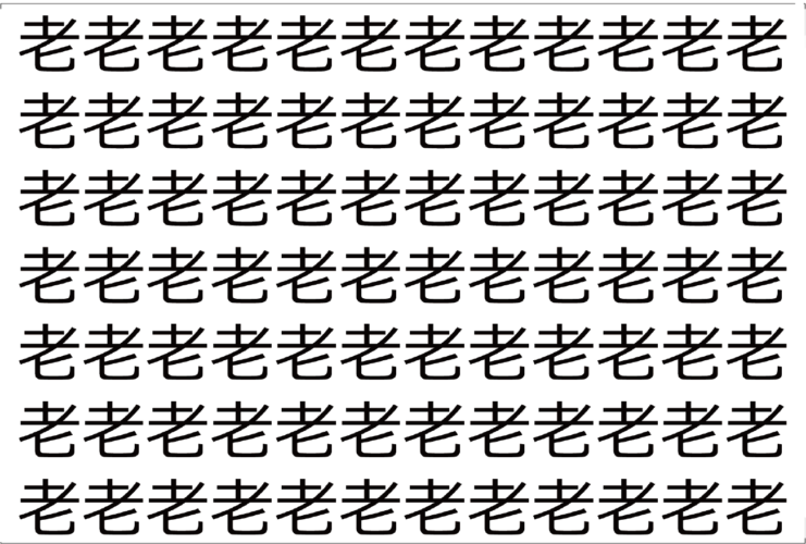 【脳トレ】「老」の中に紛れて1つ違う文字がある！？あなたは何秒で探し出せるかな？？【違う文字を探せ！】