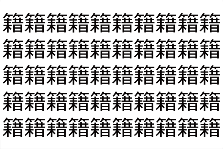 【脳トレ】「籍」の中に紛れて1つ違う文字がある！？あなたは何秒で探し出せるかな？？【違う文字を探せ！】