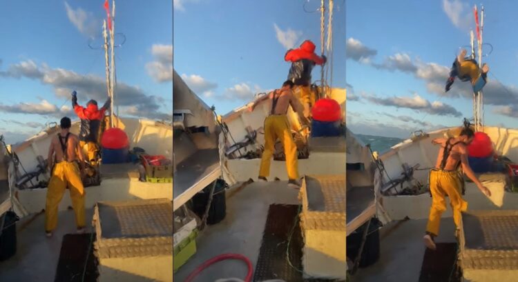 海の男が荒波のタイミングに合わせてジャンプしてみたら！あわや大事故になりそうな動画に