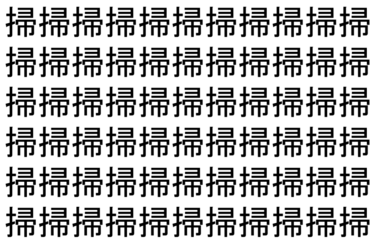 【脳トレ】「掃」の中に紛れて1つ違う文字がある！？あなたは何秒で探し出せるかな？？【違う文字を探せ！】