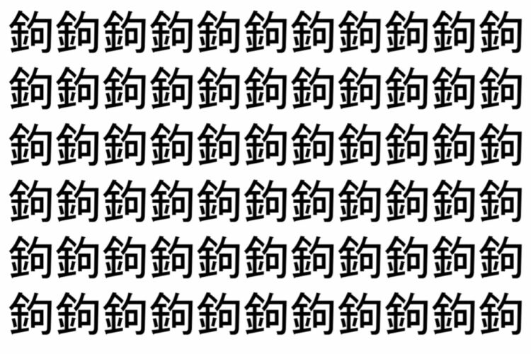 【脳トレ】「鉤」の中に紛れて1つ違う文字がある！？あなたは何秒で探し出せるかな？？【違う文字を探せ！】
