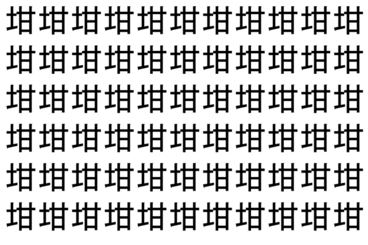 【脳トレ】「坩」の中に紛れて1つ違う文字がある！？あなたは何秒で探し出せるかな？？【違う文字を探せ！】