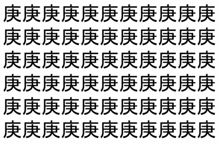 【脳トレ】「庚」の中に紛れて1つ違う文字がある！？あなたは何秒で探し出せるかな？？【違う文字を探せ！】