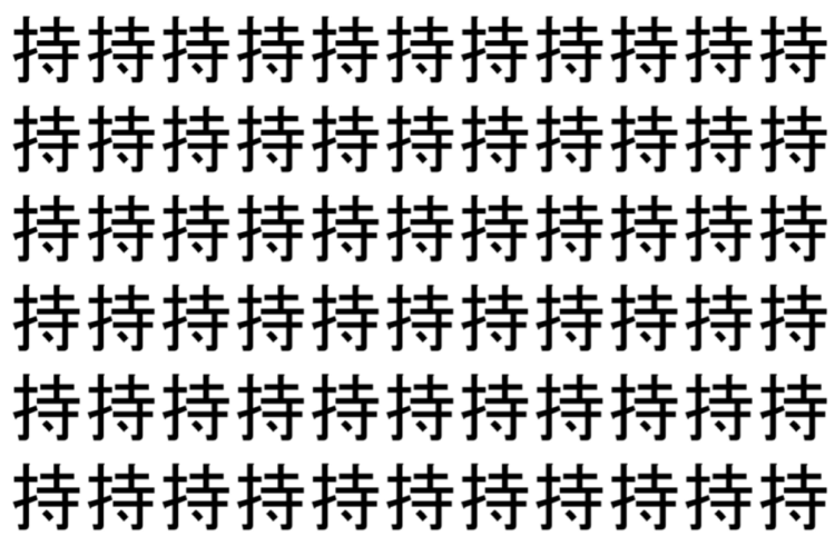 【脳トレ】「持」の中に紛れて1つ違う文字がある！？あなたは何秒で探し出せるかな？？【違う文字を探せ！】
