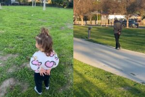 かわいいまねっこ。幼い女の子は老紳士のカッコいい歩き方が気になった？【アメリカ・動画】