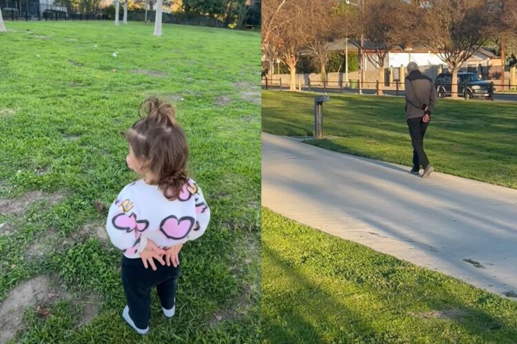 かわいいまねっこ。幼い女の子は老紳士のカッコいい歩き方が気になった？【アメリカ・動画】