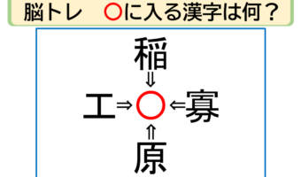 【脳トレ】稲〇・寡〇・原〇・工〇。「〇」に入る漢字はなに？30秒以内に分かるかな？？【熟語パズル】