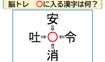 【脳トレ】安〇・令〇・消〇・吐〇。「〇」に入る漢字はなに?30秒以内に分かるかな??【熟語パズル】
