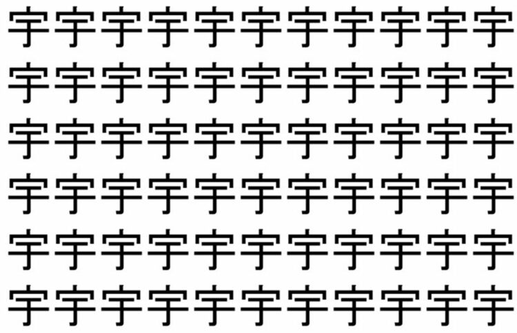 【脳トレ】「宇」の中に紛れて1つ違う文字がある！？あなたは何秒で探し出せるかな？？【違う文字を探せ！】