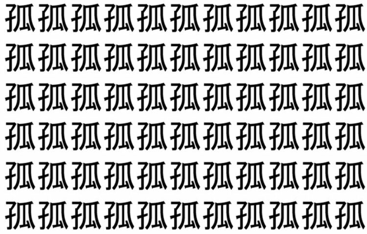 【脳トレ】「孤」の中に紛れて1つ違う文字がある！？あなたは何秒で探し出せるかな？？【違う文字を探せ！】