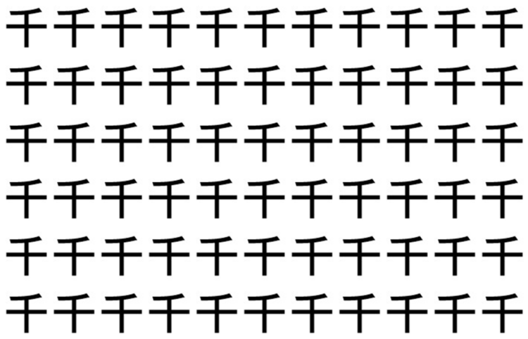 【脳トレ】「千」の中に紛れて1つ違う文字がある！？あなたは何秒で探し出せるかな？？【違う文字を探せ！】