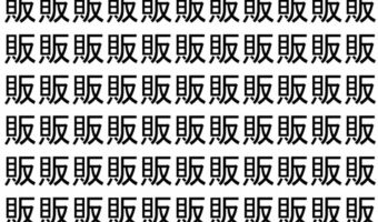 【脳トレ】「販」の中に紛れて1つ違う文字がある!?あなたは何秒で探し出せるかな??【違う文字を探せ!】