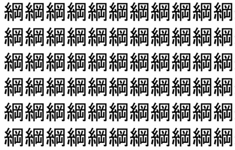 【脳トレ】「綱」の中に紛れて1つ違う文字がある！？あなたは何秒で探し出せるかな？？【違う文字を探せ！】